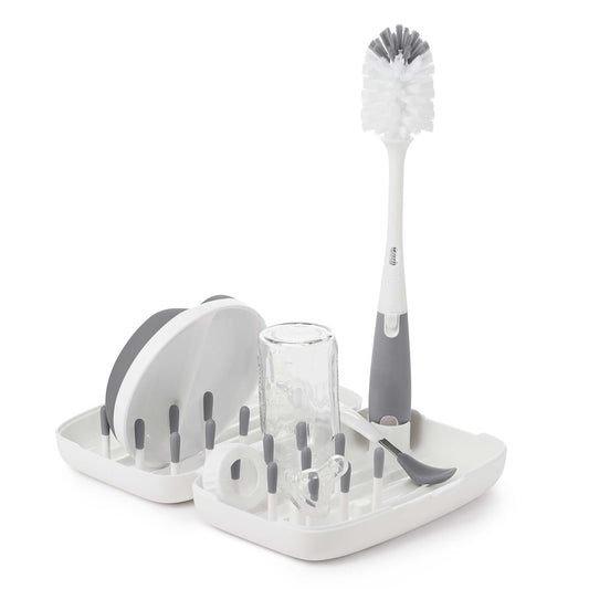On the Go Drying Rack & Bottle Brush - Grey