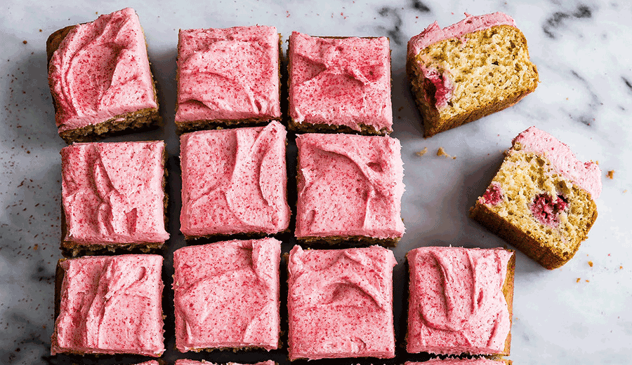 Vanilla Raspberry Cake with Raspberry Frosting