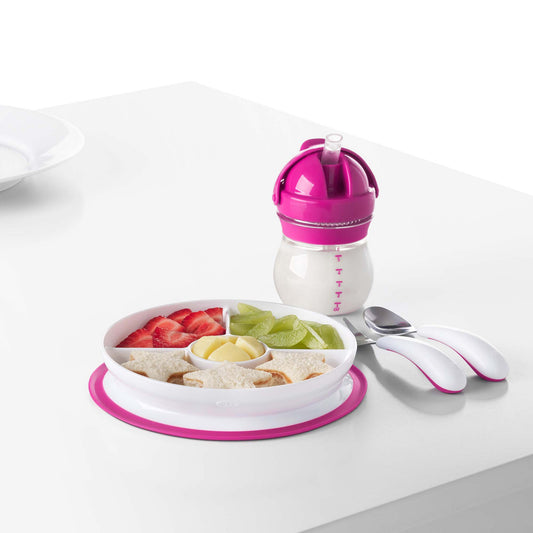 Stick & Stay Divided Plate - Pink