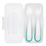 On the Go Plastic Feeding Spoon with Case - Teal