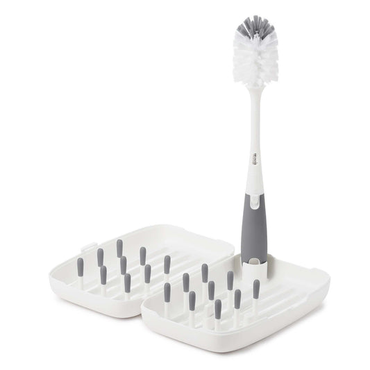 On the Go Drying Rack & Bottle Brush - Grey