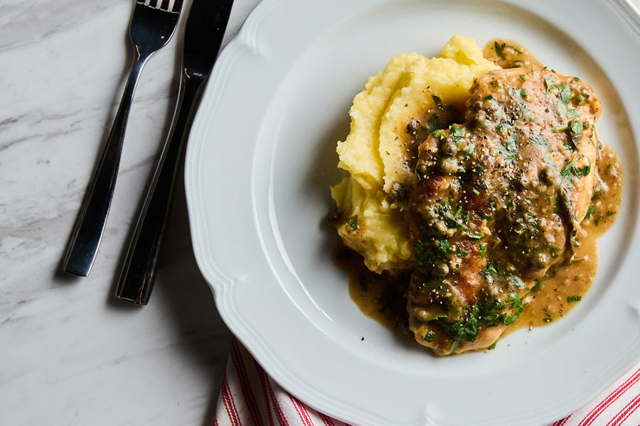Chicken Cutlets with White Wine, Sage & Lemon Sauce