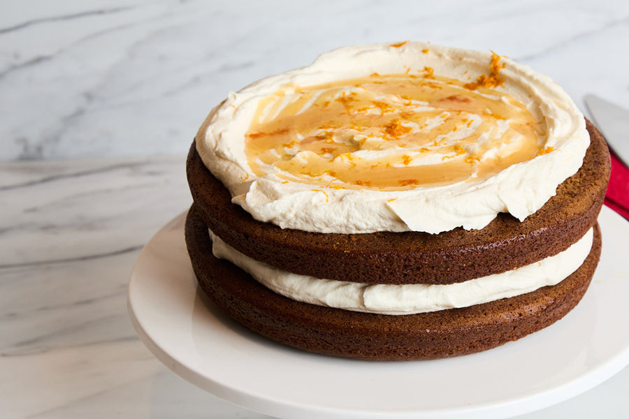 Fresh Ginger Cake with Orange and Vanilla Cream